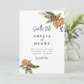 Elegant Kerstmis Bruiloft Save The Date (Staand voorkant)