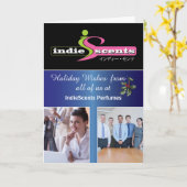 Elegant Kerstmis Business 3 Foto naam en Logo Kaart (Gele Bloem)