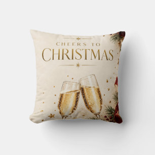 Elegant Kerstmis, Champagne Toast Luxe Feestdagen Kussen