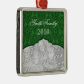 Elegant Kerstmis Damask Premium Square Ornament (Rechts)