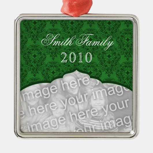 Elegant Kerstmis Damask Premium Square Ornament (Voorkant)
