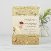 Elegant Kerstmis Deer, Glittery, Kerstfeest Kaart (Staand voorkant)