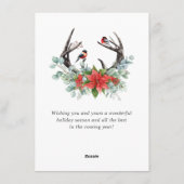 Elegant Kerstmis Deer Poinsettia Greeting Feestdagenkaart (Achterkant)