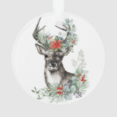 Elegant Kerstmis Deer Poinsettia Holiday Ornament (achterkant)