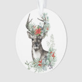 Elegant Kerstmis Deer Poinsettia Holiday Ornament (voorkant)