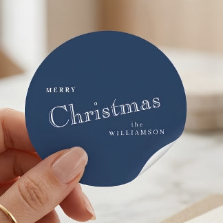 Elegant Kerstmis Familie Naam Persoonlijk Ronde Sticker