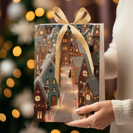 Elegant Kerstmis Fantasievol Dorp | Cadeaubag Medium Cadeauzakje