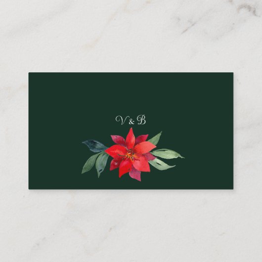 Elegant Kerstmis Floral Green Wedding Reception Informatiekaartje (Achterkant)