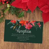 Elegant Kerstmis Floral Green Wedding Reception Informatiekaartje