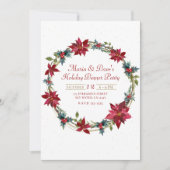 Elegant Kerstmis Floral Poinsettia Holiday Dinner Kaart (Voorkant)