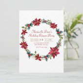 Elegant Kerstmis Floral Poinsettia Holiday Dinner Kaart (Staand voorkant)