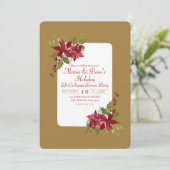 Elegant Kerstmis Floral Poinsettia Holiday Party Kaart (Staand voorkant)