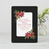 Elegant Kerstmis Floral Poinsettia Holiday Party Kaart (Staand voorkant)