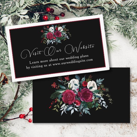 Elegant Kerstmis Floral Roos Holiday Weddenschap Informatiekaartje