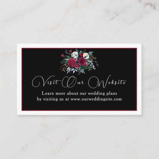 Elegant Kerstmis Floral Roos Holiday Weddenschap Informatiekaartje (Voorkant)