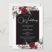 Elegant Kerstmis Floral Roos Holiday Weddenschap Kaart (Voorkant)