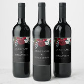 Elegant Kerstmis Floral Roos Holiday Weddenschap Wijn Etiket (Flessen)