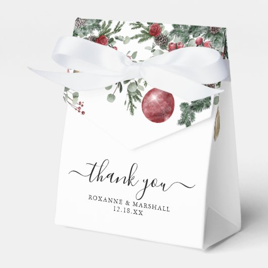Elegant Kerstmis Floral Winter Wedding Bedankdoosjes (Voorkant Zijde)