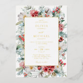Elegant Kerstmis Floral Winter Wedding Folie Uitnodiging (Voorkant)
