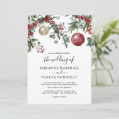 Elegant Kerstmis Floral Winter Wedding Kaart (Staand voorkant)