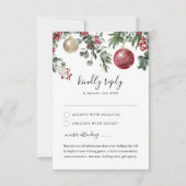 Elegant Kerstmis Floral Winter Wedding RSVP Kaartje (Voorkant)