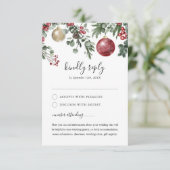 Elegant Kerstmis Floral Winter Wedding RSVP Kaartje (Staand voorkant)