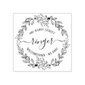 Elegant Kerstmis Floral Wreatadres Rubberstempel (Afrduk)