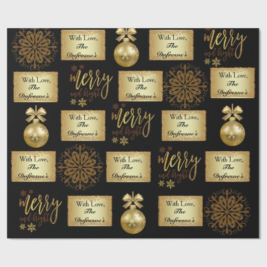 Elegant Kerstmis - Gepersonaliseerde naam Cadeaupapier (Vlak)