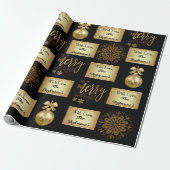 Elegant Kerstmis - Gepersonaliseerde naam Cadeaupapier (Uitgerold)