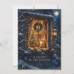Elegant Kerstmis ,Gezellig Licht in het Raam Winte Kaart