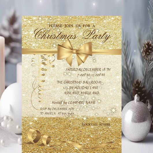 Elegant Kerstmis, Glittery, Corporate Party Kaart