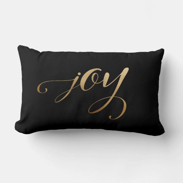 Elegant Kerstmis Gold Black Simple Holiday Joy Kussen (Voorkant)