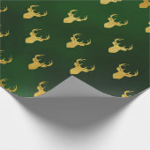 Elegant Kerstmis Gold Green Reindeer Pattern Gift Cadeaupapier (Hoek)