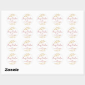 Elegant Kerstmis Gold Leaves Typografie Ronde Sticker (Vel)