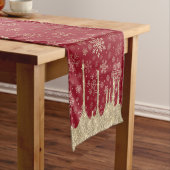 Elegant Kerstmis Gold Snowflake Patroon Korte Tafelloper (Voorbeeld)