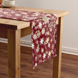 Elegant Kerstmis Gold Snowflake Patroon Korte Tafelloper