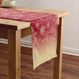 Elegant Kerstmis Gold Snowflake Patroon Korte Tafelloper