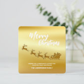 Elegant Kerstmis Goud kerstman Herten Slede xmas Feestdagenkaart (Staand voorkant)