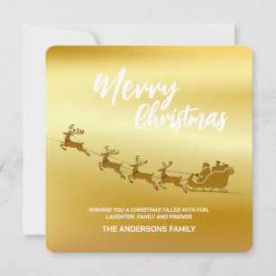 Elegant Kerstmis Goud kerstman Herten Slede xmas Feestdagenkaart