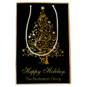 Elegant Kerstmis Goud Zakelijk Vrolijke Feestdagen Medium Cadeauzakje (Voorkant)