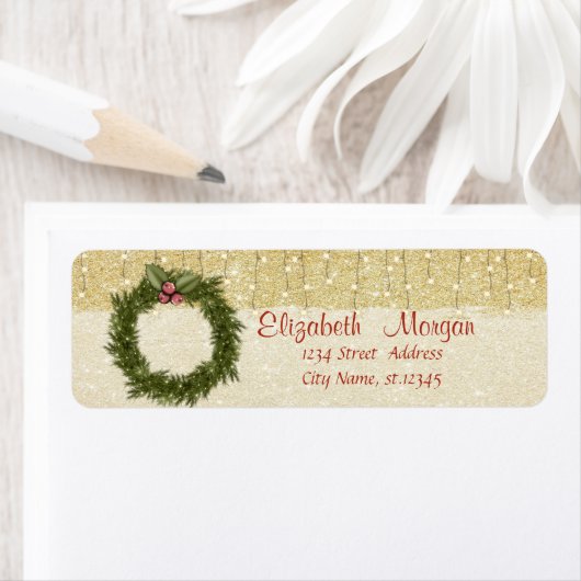 Elegant, kerstmis, goudglitterij etiket (Insitu)