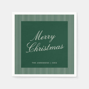 Elegant Kerstmis Groen Strepen  Servet