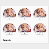Elegant Kerstmis Hart Familie Foto Ronde Sticker (Vel)