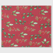 Elegant Kerstmis Holly Berries Holiday Cadeaupapier (Vlak)