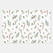 Elegant Kerstmis Holly Berries Holiday Patronen Inpakpapier Vel (Voorkant)