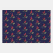 Elegant Kerstmis Holly Berry Eucalyptus Red Gold Inpakpapier Vel (Voorkant 3)