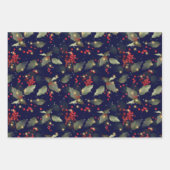 Elegant Kerstmis Holly Berry Eucalyptus Red Gold Inpakpapier Vel (Voorkant)