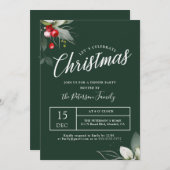 Elegant Kerstmis Holly Berry Greenery Kaart (Voorkant / Achterkant)