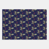 Elegant Kerstmis Holly Gold Green Red Berries Inpakpapier Vel (Voorkant 2)