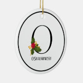 Elegant Kerstmis Holly Monogram Letter O Keramisch Ornament (Rechts)